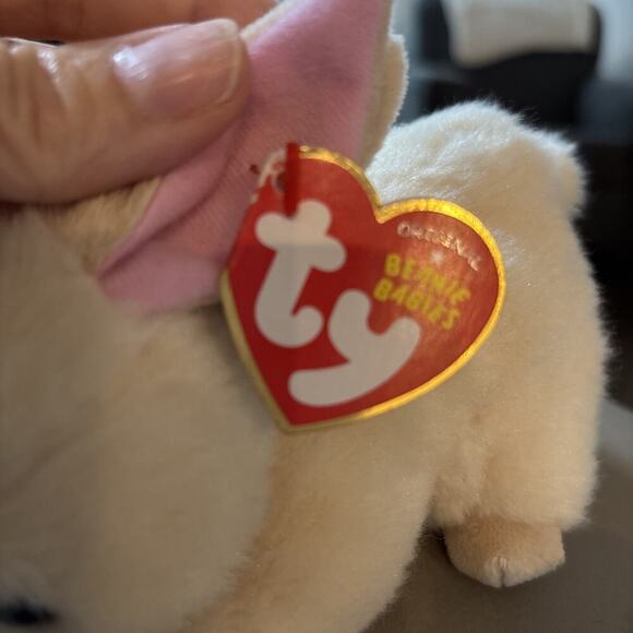 NWT Ty Beanie Baby - CREAMPUFF the Bunny Rabbit 6" Stuffed Animal Toy - Picture 8 of 10